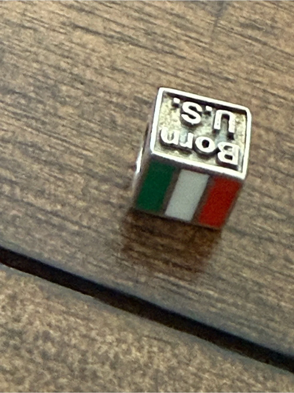 BORN USA United States Flag 100% IRISH Silver Tone Bead Charm NOT PANDORA